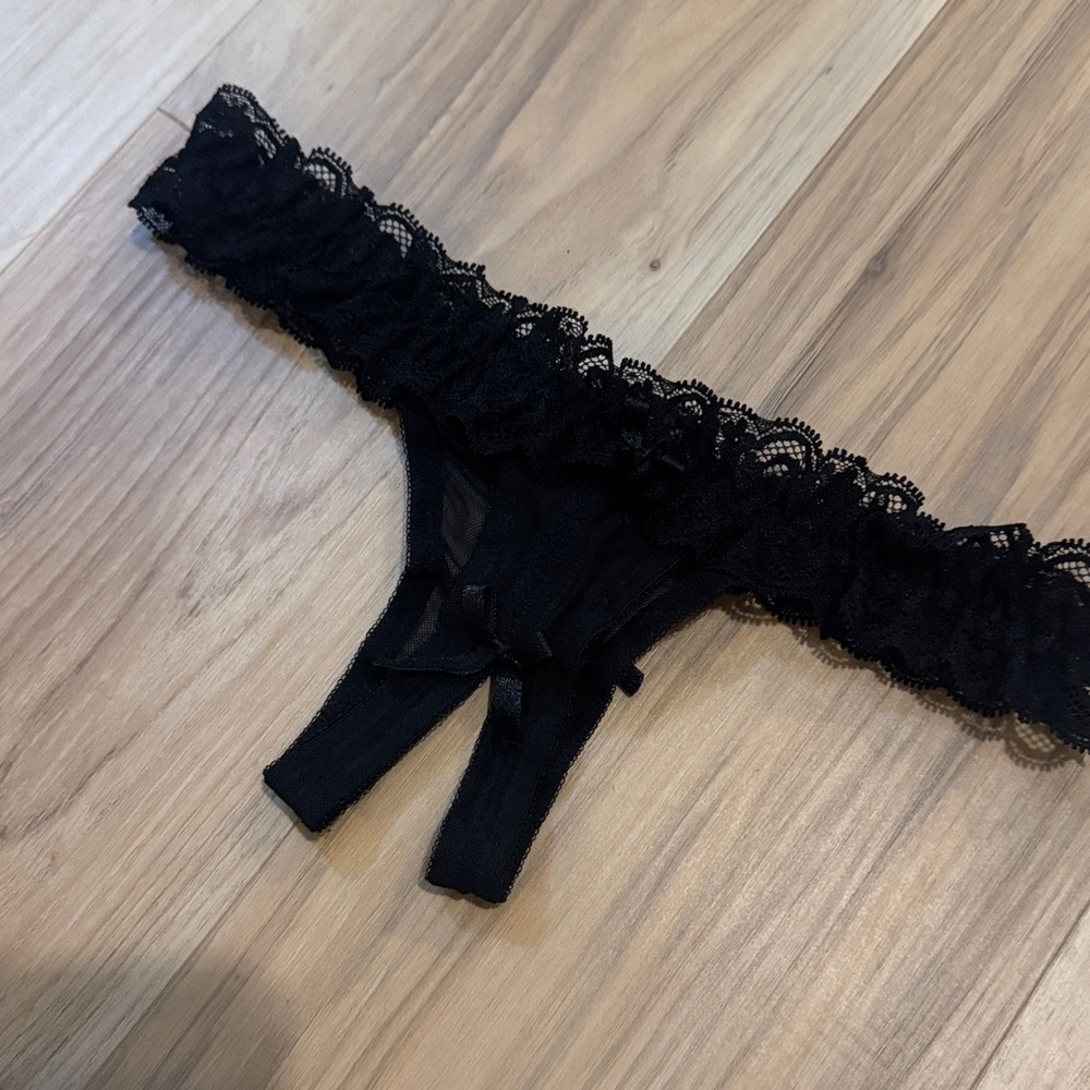 Hustler Hollywood Black Lace Crotchless thong